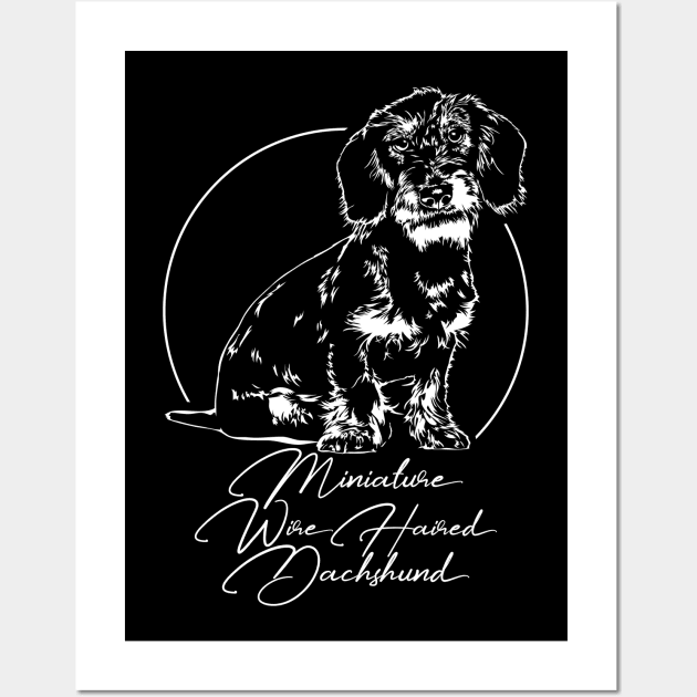 Funny Miniature Wire Haired Dachshund dog portrait Wall Art by wilsigns